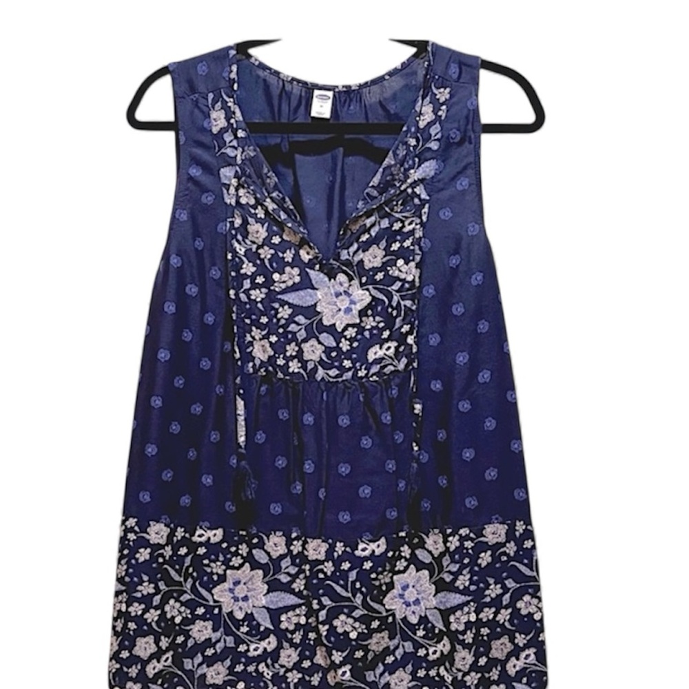 Old Navy Sleeveless Blue Boho Summer Blouse, sz M